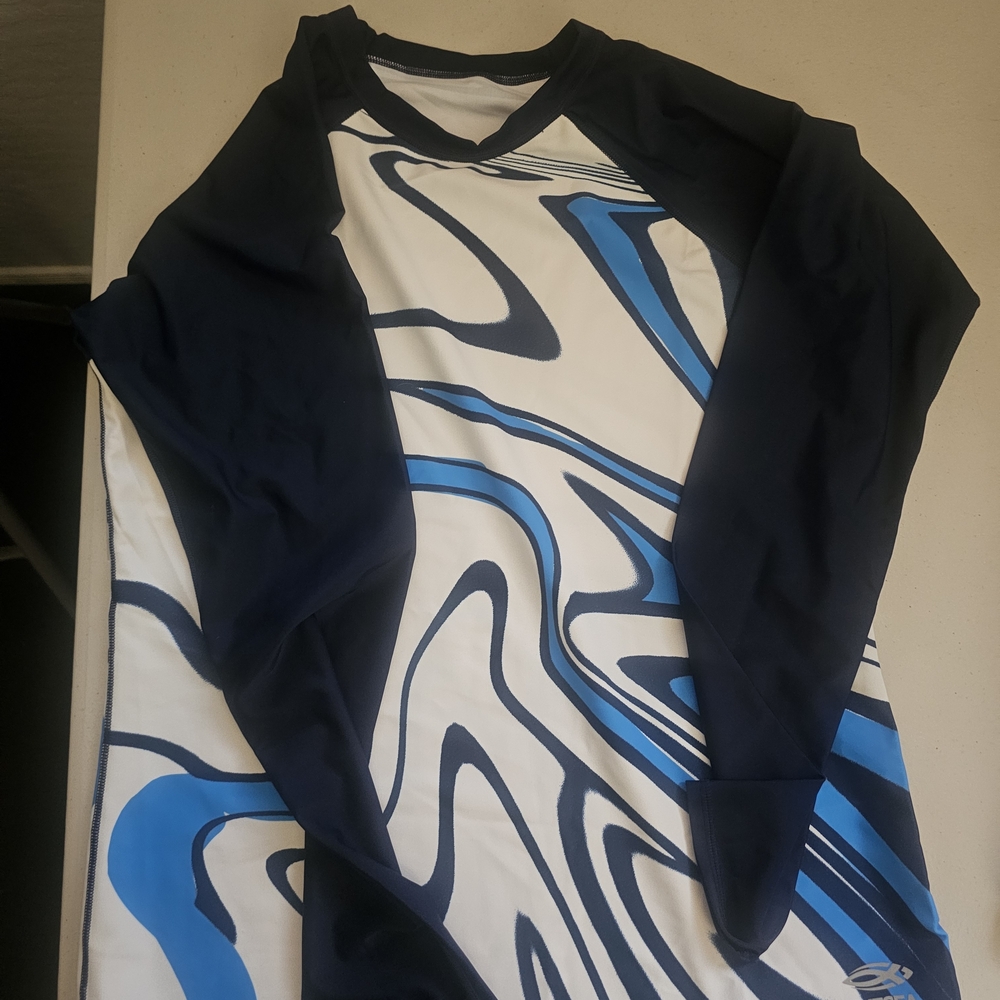 Blue and White Swirl Long Sleeve Shirt